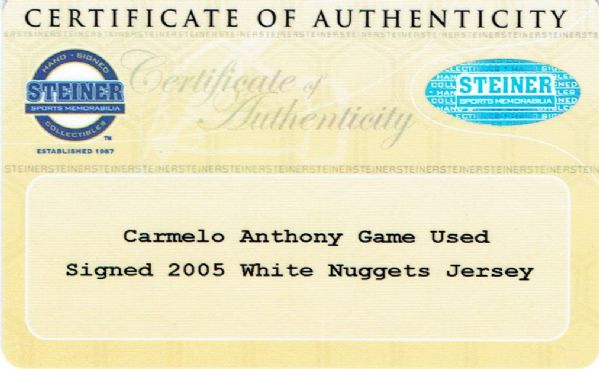 Lot Detail - 2006-2007 Carmelo Anthony Denver Nuggets (1967-68 Rockets)  Throwback Game-Used Home Jersey