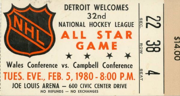 1980 NHL ALL STAR GAME TICKET WAYNE GRETZKY 1st GORDIE HOWE LAST ASG PSA  EX-MT 6