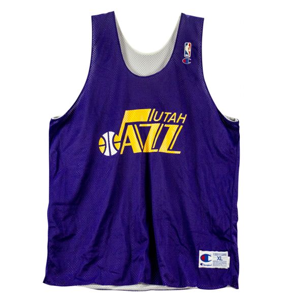 1990s Utah Jazz #15 Game Issued Purple White Practice Reversible