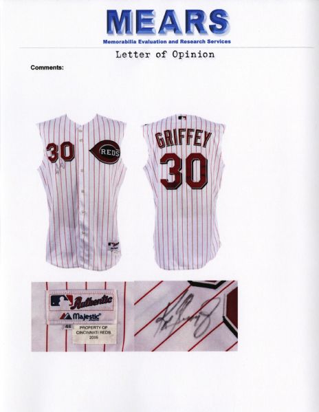 Lot Detail - 2001 Ken Griffey Jr. Cincinnati Reds Game-Used Jersey