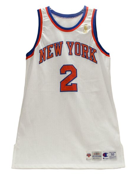 Lot Detail - Larry Johnson 97-98 Game Worn and Signed New York Knicks Jersey