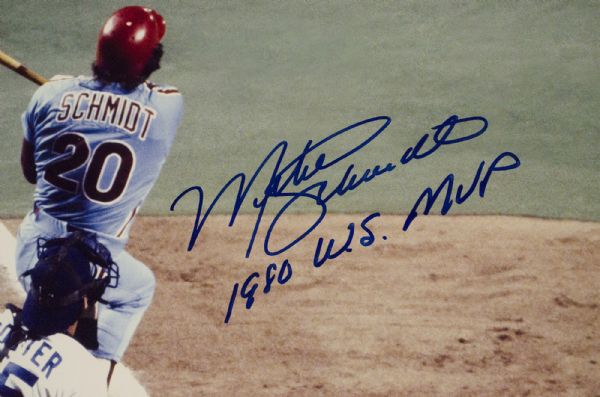 Mike Schmidt Autographed Philadelphia Phillies 16 x 20 Framed 1980 World  Series MVP Baseball Photo