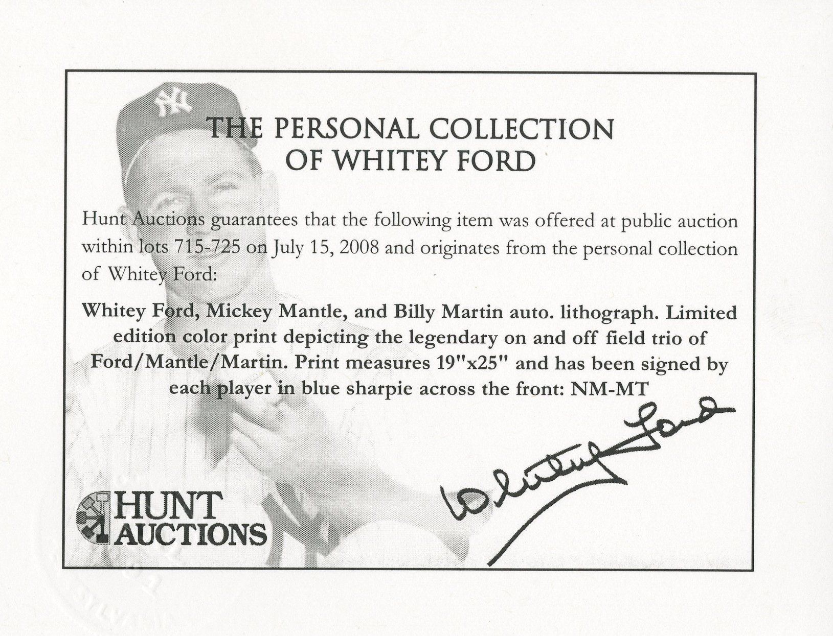Lot Detail - Mickey Mantle, Billy Martin, & Whitey Ford Signed Yankees