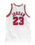 1997-98 Michael Jordan Game Worn and Signed Chicago Bulls Jersey (Bulls LOA) Originally Owned by Penny Marshall