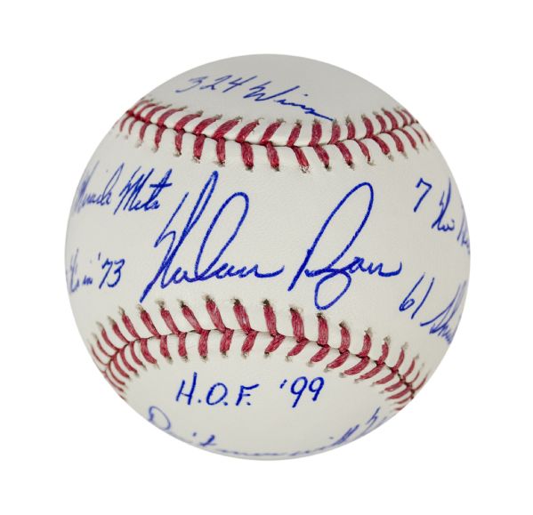 Nolan Ryan Autographed Official ML Baseball Inscribed 61 Shutouts