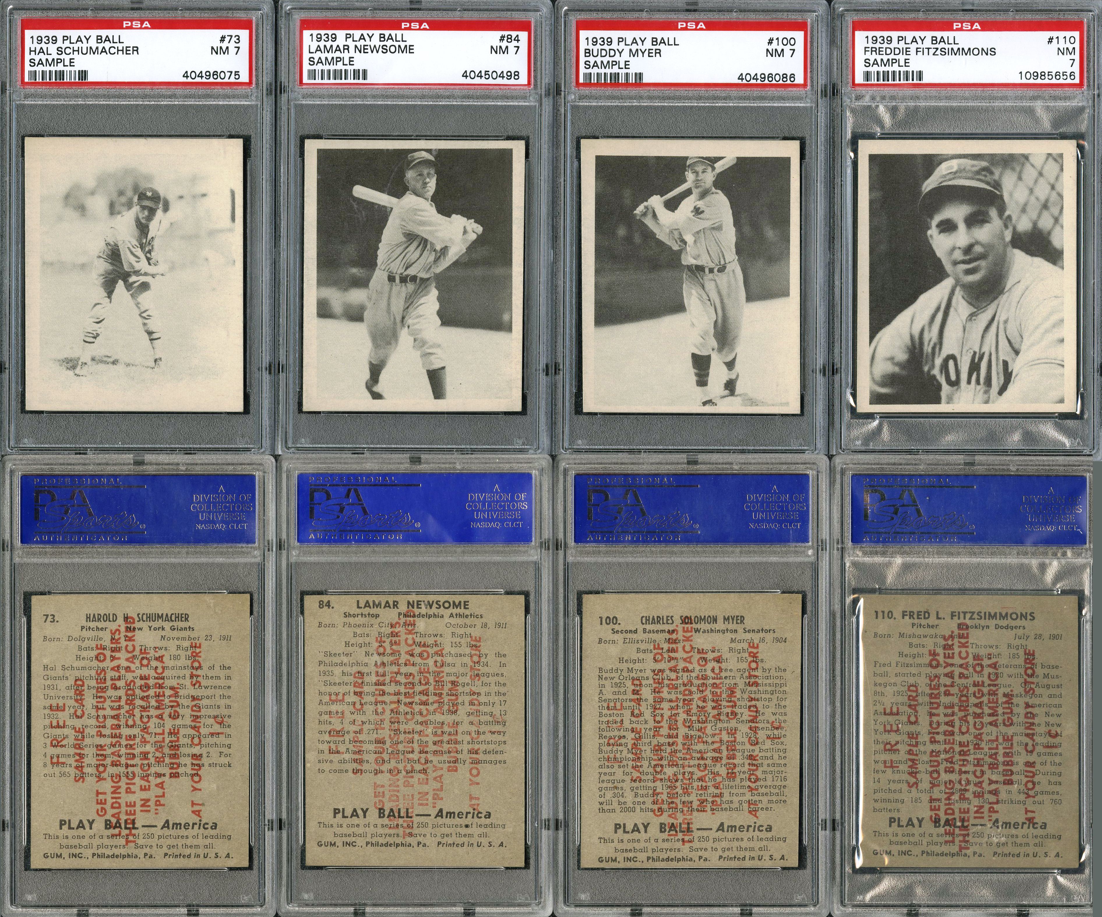 Lot Detail 1939 Play Ball Sample Card Psa Graded Complete Set Of 115
