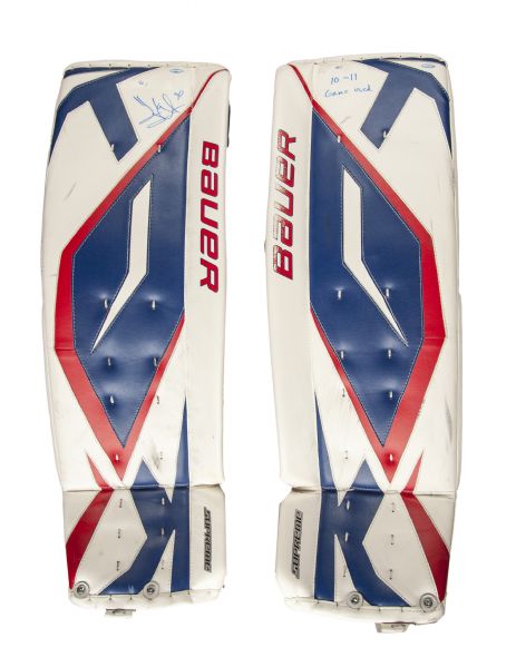 Lot Detail - 2007-08 HENRIK LUNDQVIST GAME WORN VAUGHN PANTS AND TPX GOALIE  PADS PLUS HIS NEW YORK RANGERS GAME USED EQUIPMENT BAG (NSM COLLECTION)