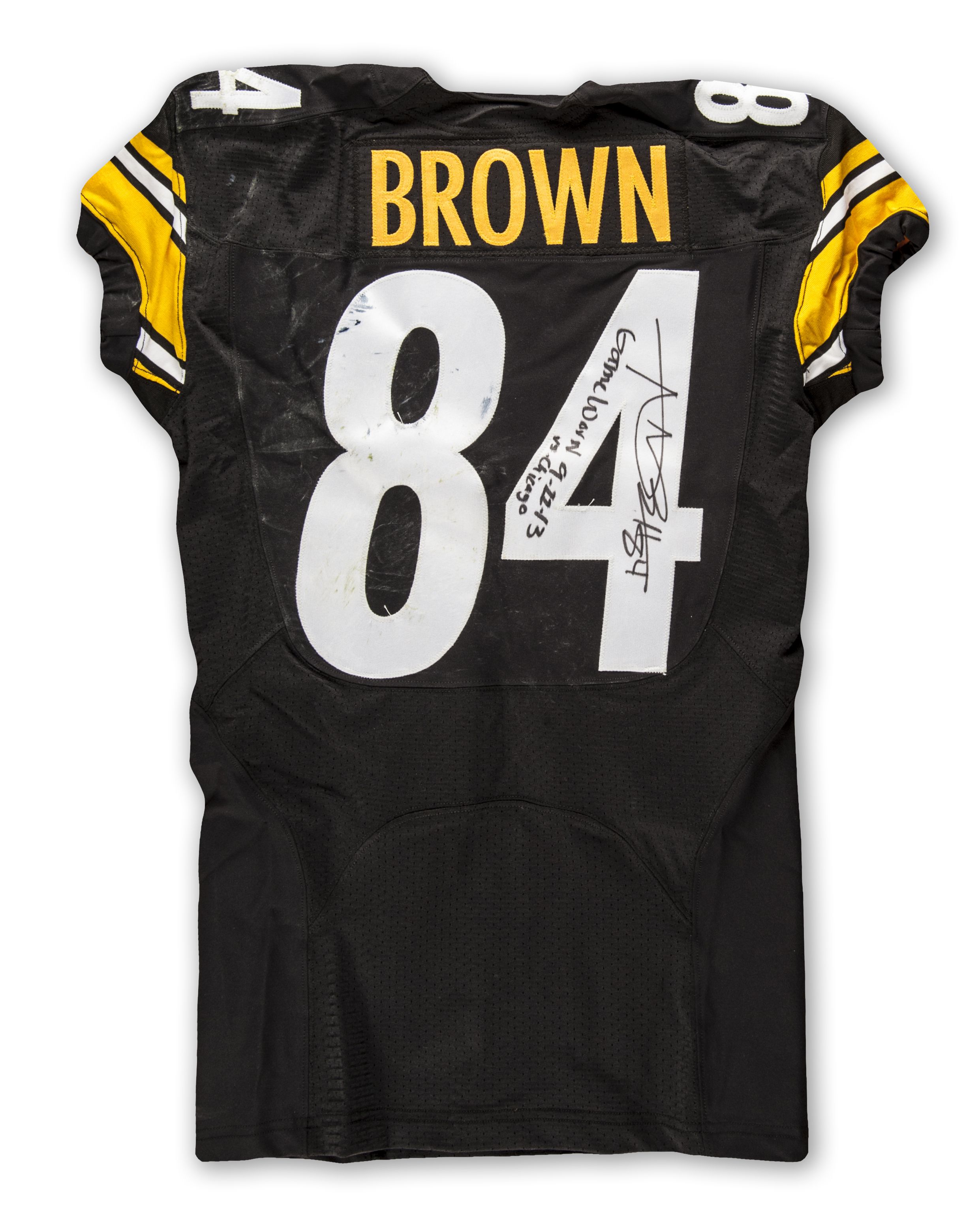 Lot Detail - 2013 Antonio Brown Pittsburgh Steelers Game Worn and Signed Home Jersey 9 ...