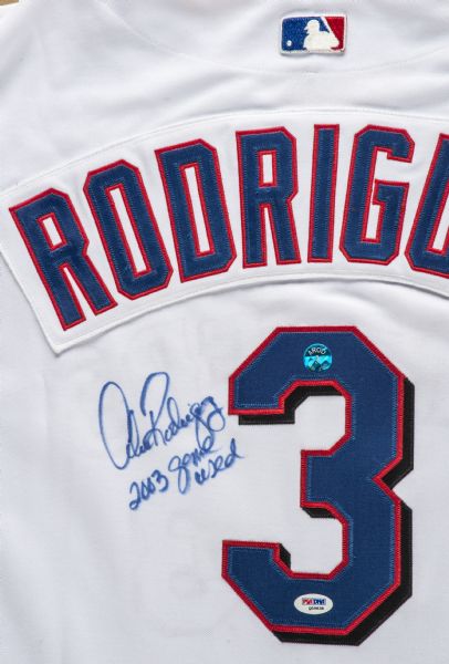 Alex Rodriguez # 3 Texas Rangers Signed 2002 Game Used Jersey Psa