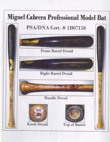 Lot Detail - 2010 Miguel Cabrera Game Used And Signed Sam Bat MC1 Model Bat  Used To Hit Career Home Runs #236-240 (PSA/DNA, JSA & MLB Authenticated)