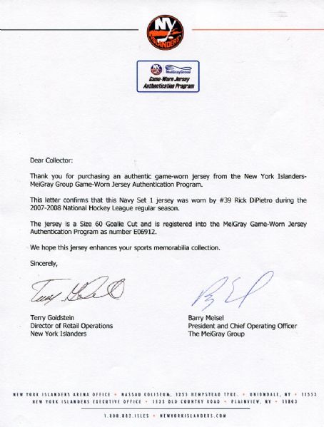 RICK DiPIETRO New York Islanders 2003 CCM Throwback Home NHL Jersey -  Custom Throwback Jerseys