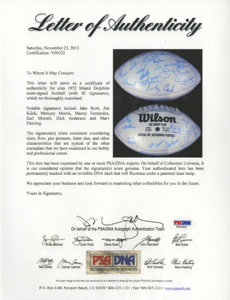 1972 Miami Dolphins Undefeated Team Autographed (Perfect Season #72) Deluxe  Framed Jersey - JSA - 23 signatures