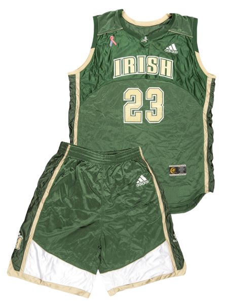 Lot Detail - LeBron James St. Mary - St. Vincent Fighting Irish High School  Game Used Gold Jersey & Shorts