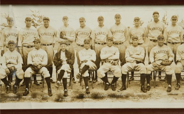 Mounted Yankees 1927 8 Team Photograph Panoramic