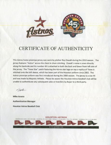 Roy Oswalt Signed Houston Astros Jersey (JSA COA) 2005 NLCS MVP-World –