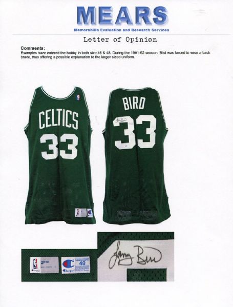 1989-90 Larry Bird Game Worn, Signed Boston Celtics Jersey. , Lot  #82296