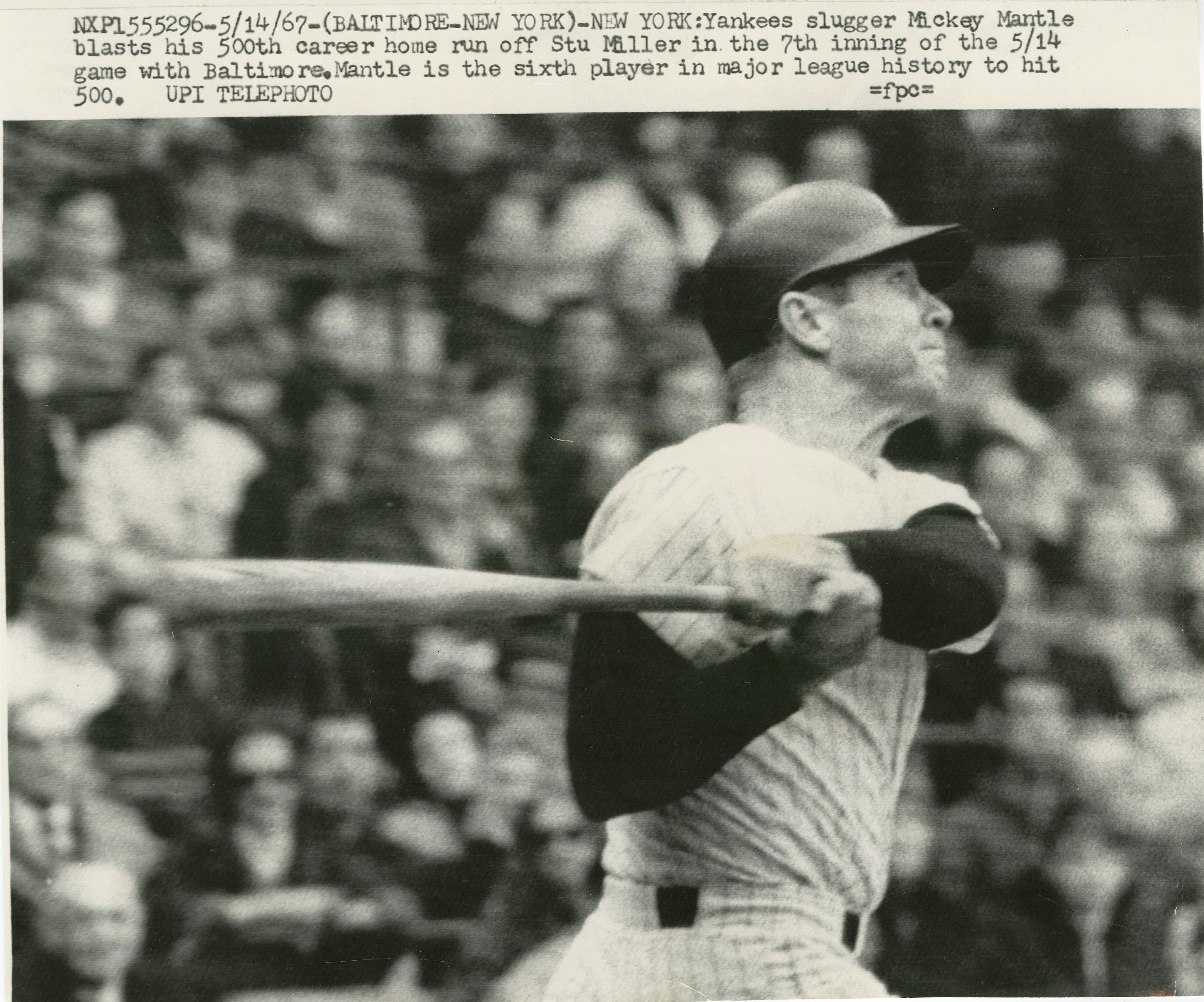 Lot Detail 1967 Mickey Mantle S 500 Home Run Wire Photo