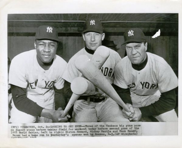 Lot Detail - 1958 Mickey Mantle World Series Vintage Wire Photo Collection  of (3)