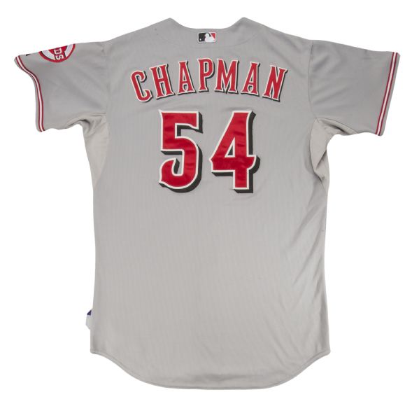 Lot Detail - 2013 Aroldis Chapman Game Worn Cincinnati Reds Road Jersey  (MLB Authenticated - )