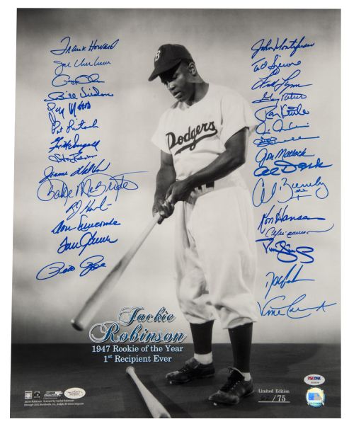 Lot Detail - Jackie Robinson “Rookie of the Year” Limited Edition 16 x 20  Photo Signed by 29 ROYs