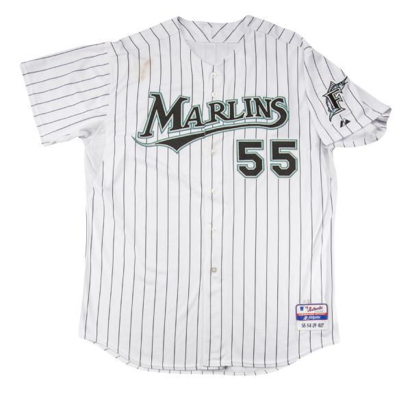 Florida Marlins Cleveland #8 Game Used Grey Jersey 46 DP44293