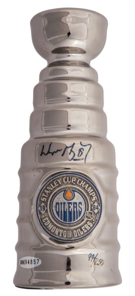 Wayne Gretzky Autographed & Inscribed “4 Cups” Replica Stanley Cup Trophy (  with Plaque)