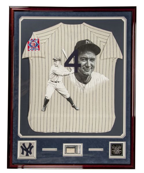 Lot Detail - Lou Gehrig Framed Hand Painted William Zavala Jersey With  Signed Cut