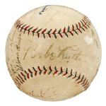 1927 New York Yankees Team Signed Baseball With Sixteen Signatures Including Ruth, and Gehrig