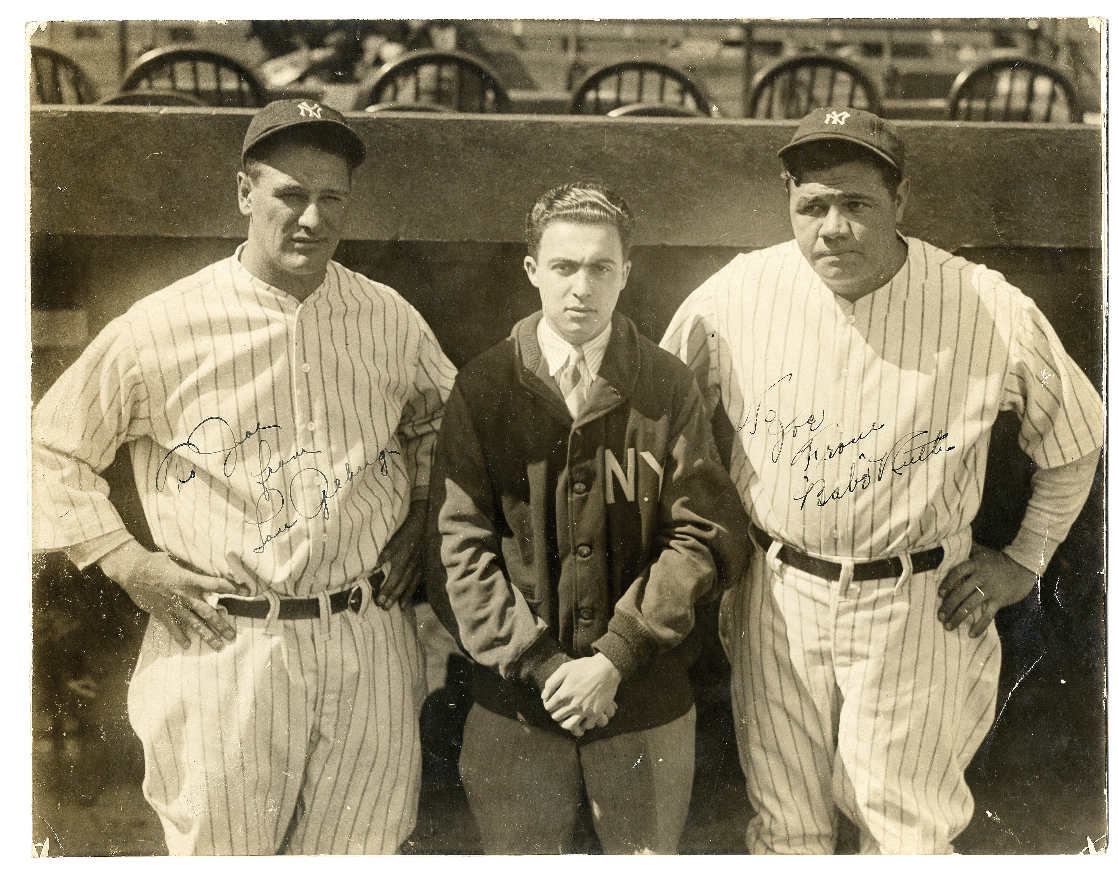 Incredible 1927 Babe Ruth and Lou Gehrig Dual Signed and Personalized Overs...