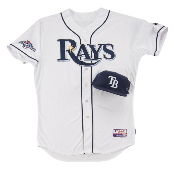 Lot Detail - 2013 Delmon Young Postseason Worn Tampa Bay Rays Home Jersey  and Cap (MLB Authenticated)