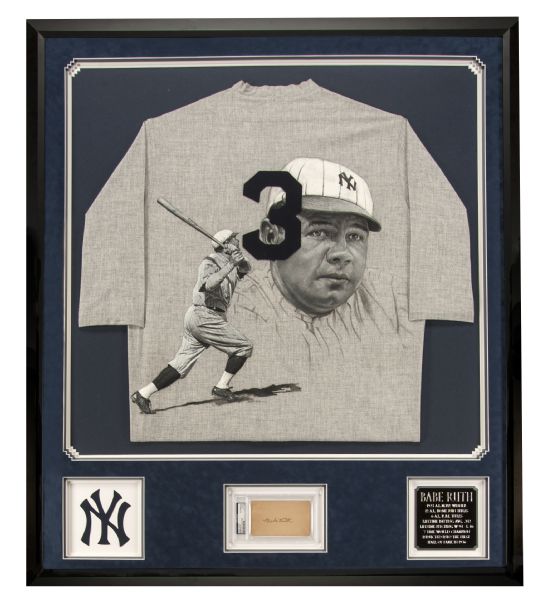 Lot Detail - Babe Ruth Hand Painted William Zavala Jersey Framed With  Signed 3x5 Index Card