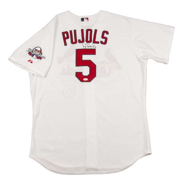 Lot Detail - 2009 Albert Pujols Game Worn and Signed St.Louis Cardinals  Home Jersey