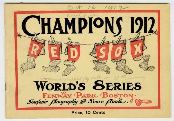 Lot Detail - 1912 World Series Program – New York Giants at Boston Red Sox,  Clinching Game with Snodgrass Muff!
