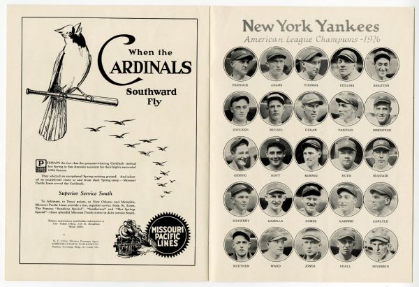 St. Louis Cardinals 1926 World Series Program Poster