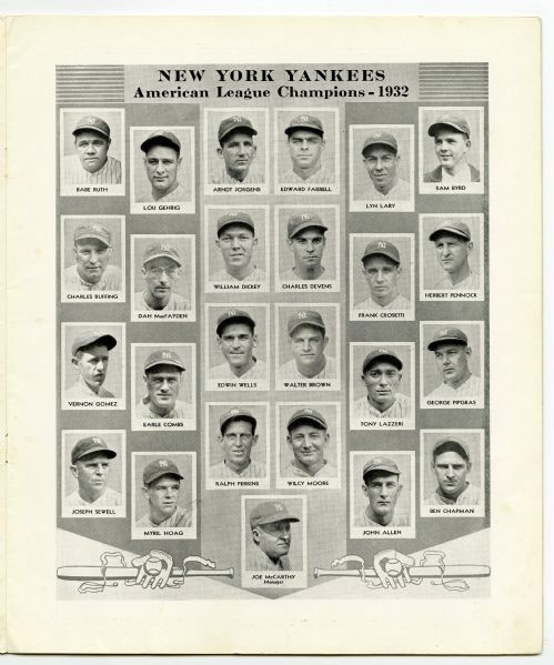 1932 Vintage Chicago Cubs New York Yankees World Series 