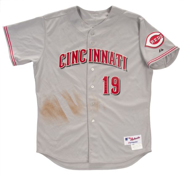 Lot Detail - 2012 Joey Votto Game Worn and Signed Cincinnati Reds Road  Jersey (MLB Auth)