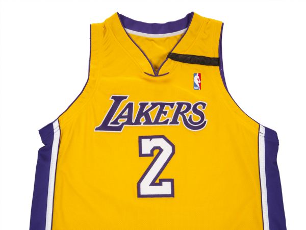 Lot - Derek Fisher Signed Lakers Basketball Jersey