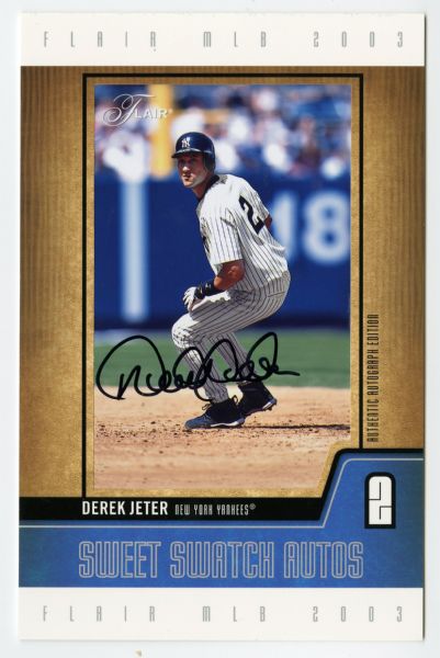 Lot Detail - Derek Jeter Signed 5” x 7” Jumbo Flair Card