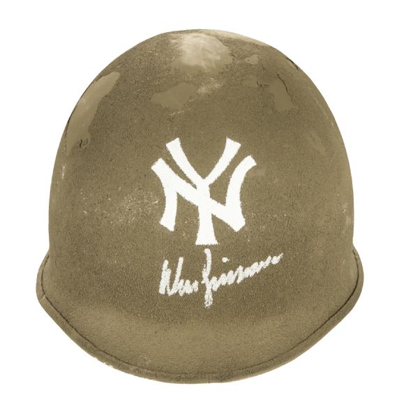 DON ZIMMER Signed NY YANKEES Army Helmet 8x10 Photo FOD, Mounted