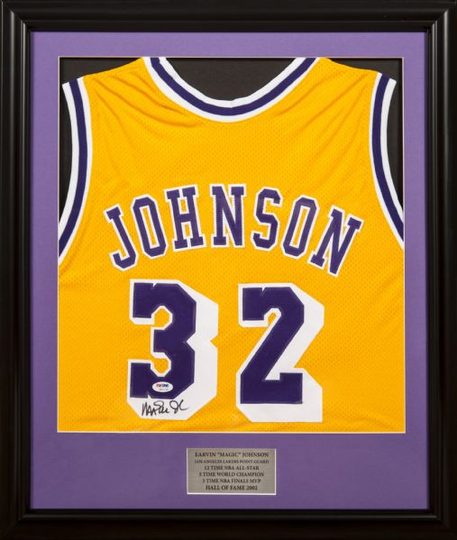 framed magic johnson jersey
