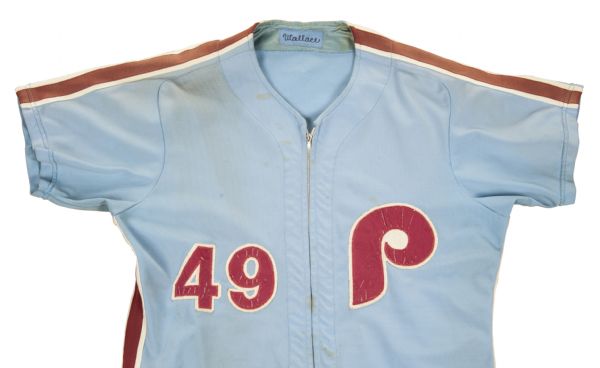 Lot Detail - 1974 Mike Wallace Philadelphia Phillies Game Worn Road Jersey