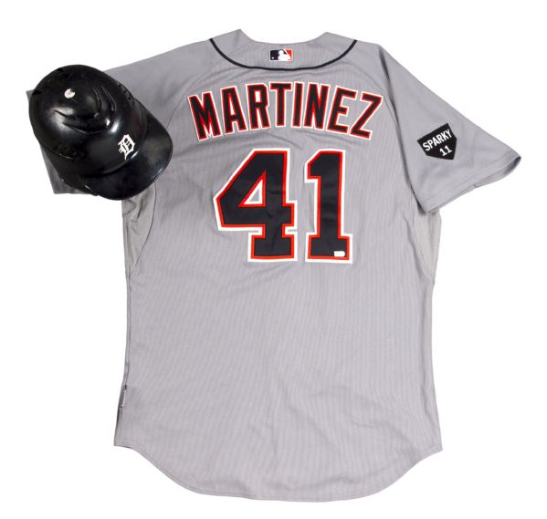 Lot Detail - 2011 Victor Martinez Game Worn Detroit Tigers Road Jersey and  Batting Helmet (MLB Authenticated)
