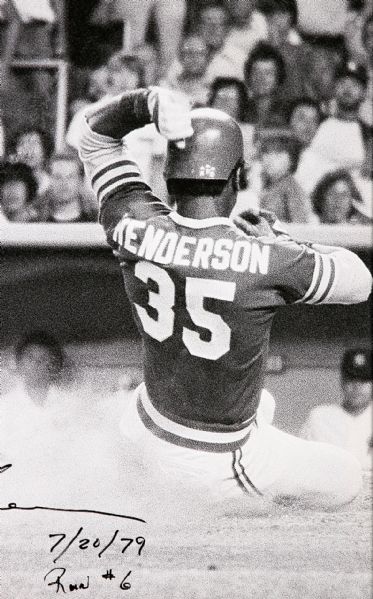 Rickey Henderson Signed Athletics 32x36 Custom Framed Cut Display