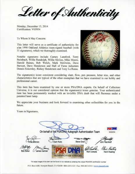 1990 Cincinnati Reds Team Signed Baseball (20 Signatures) - World, Lot  #44246