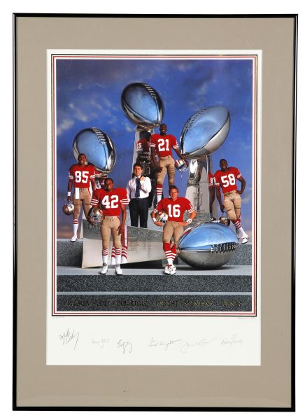 Lot Detail - San Francisco 49ers 4-Time Super Bowl Champions Lithograph  Signed By 6 Including Montana and Lott