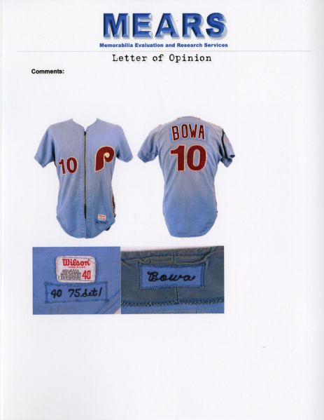 1971 Larry Bowa Philadelphia Phillies Signed Game Worn Jersey (ex-Halper  Collection)