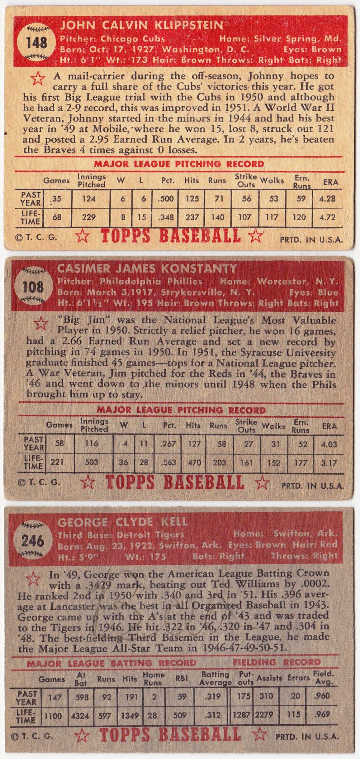 Lot Detail - 1952 Topps Signed Cards Trio (3 Different) Including Konstanty