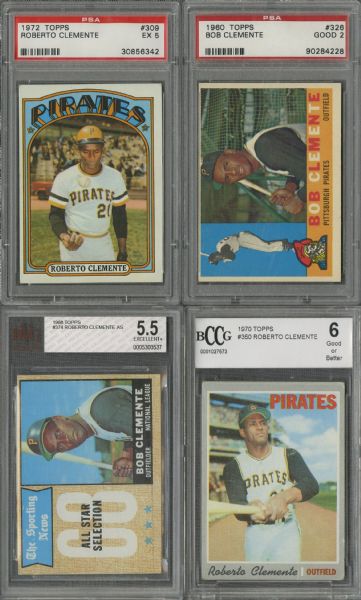 1972 Topps #309 Roberto Clemente Pittsburgh Pirates Baseball Card EX
