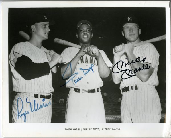 Early 1980's Roger Maris, Willie Mays & Mickey Mantle Signed