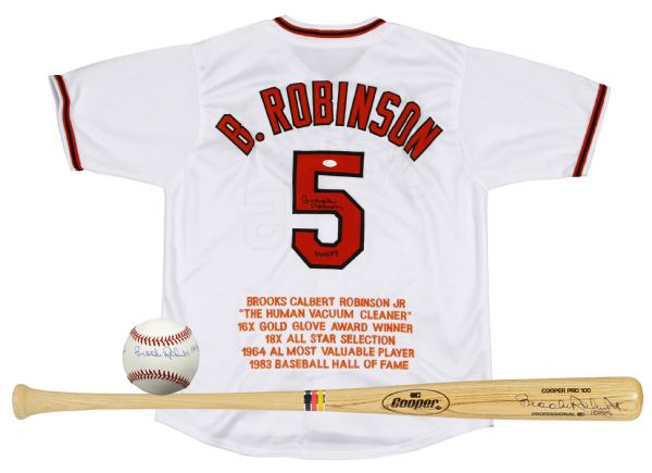 Lot Detail - Brooks Robinson Signed lot of (3): Bat, Baseball, and